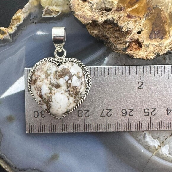 Sterling Silver Southwestern Style Wild Horse Heart Shape Pendant For Women - Picture 9 of 10